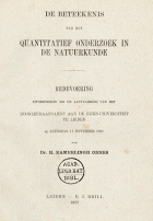 De beteekenis van het quantitatief onderzoek in de natuurkunde, Heike Kamerlingh Onnes