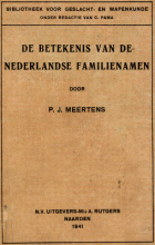 De betekenis van de Nederlandse familienamen, P.J. Meertens